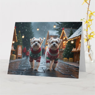 Malteser Hundar Jul Snö Semester Kort