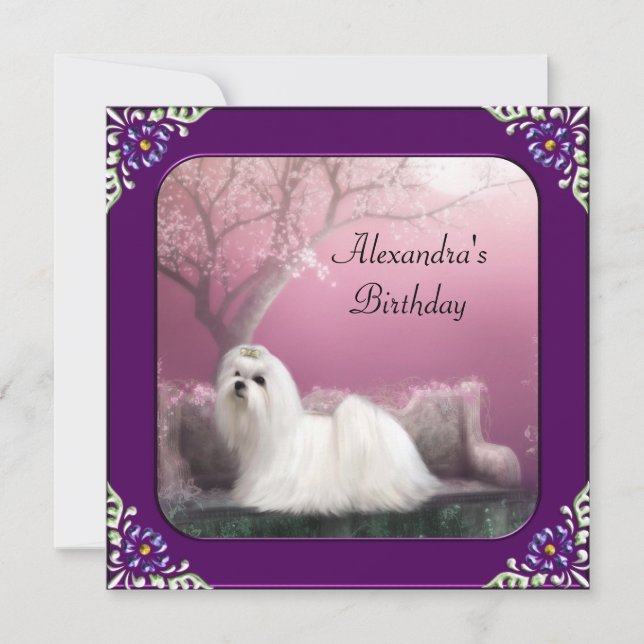 Malteser & Körsbärsblompark Lila ram Inbjudningar (Framsida)