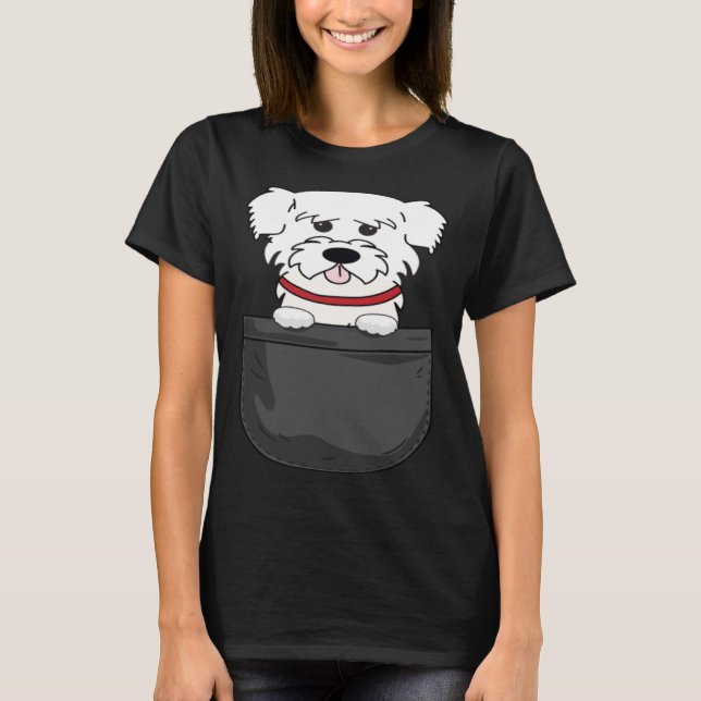 Malteser Mama Dad Dog in Bag T Shirt (Framsida)