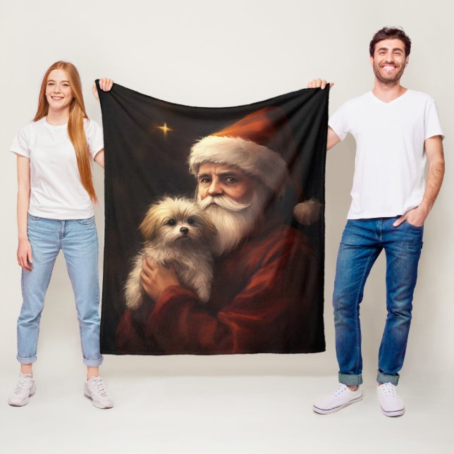 Malteser Med Tomte Glädjerik Jul Fleecefilt (På plats)