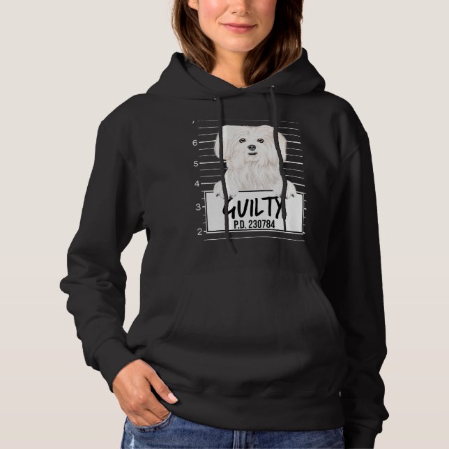 Malteser Mugshot Skyldig Hund T Shirt (Framsida)