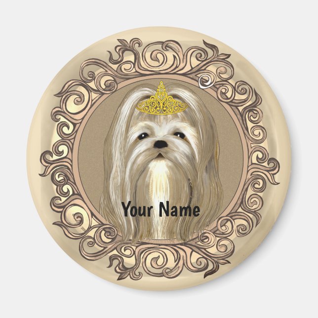Malteser prinsessa hund  magnet (Framsidan)
