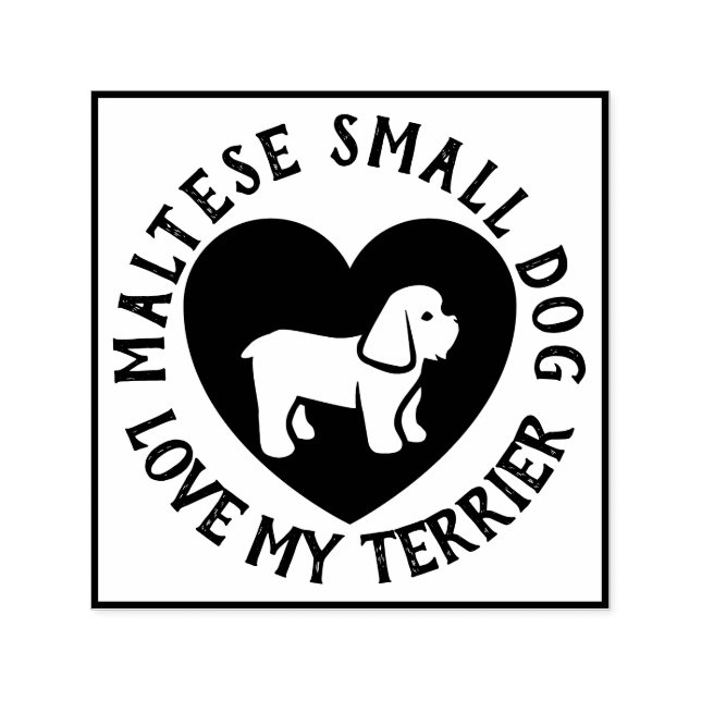 Malteser Terrier Hund logotyp Kärlek Scrapbooking Självfärgande Stämpel (Design)