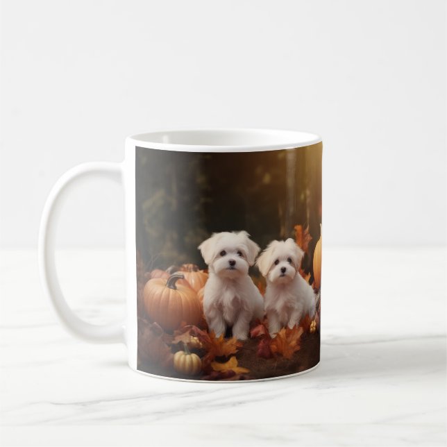 Malteser Valp Autumn Delight Pumpkin Kaffemugg (Vänster)