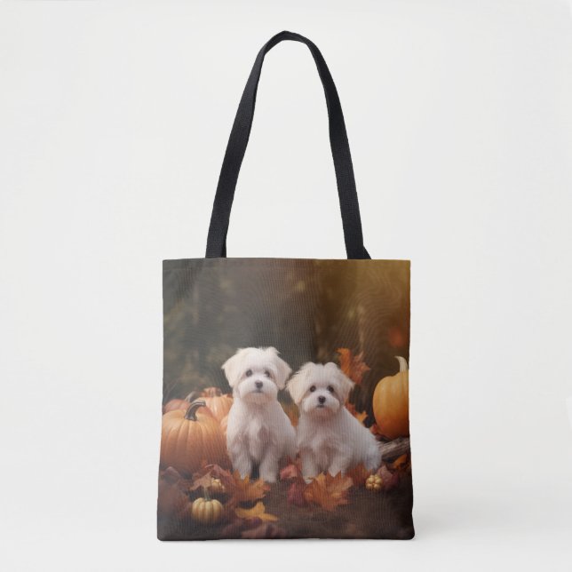 Malteser Valp Autumn Delight Pumpkin Tygkasse (Framsida)