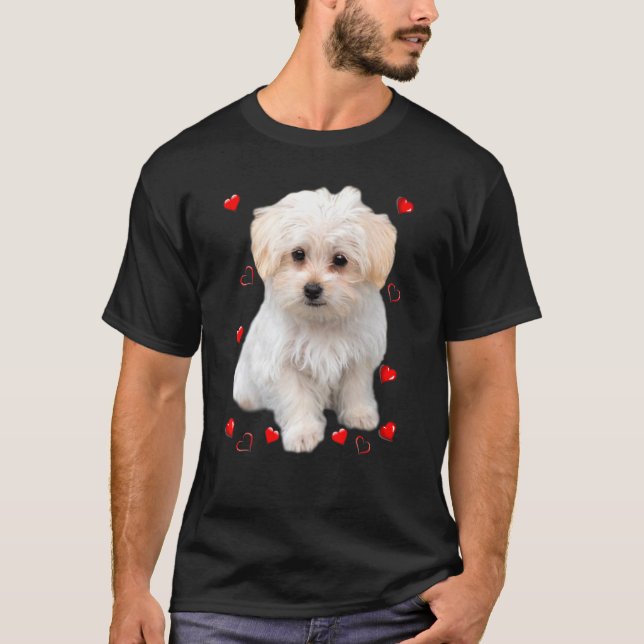 Malteser Valp Hjärtan T Shirt (Framsida)