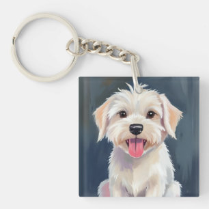 Malteser valp Vit hund målning