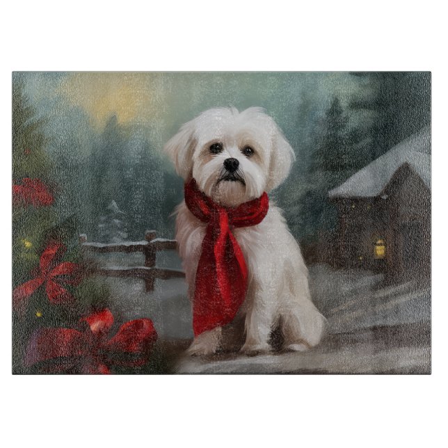 Malteserhund i snö jul  (Framsidan)