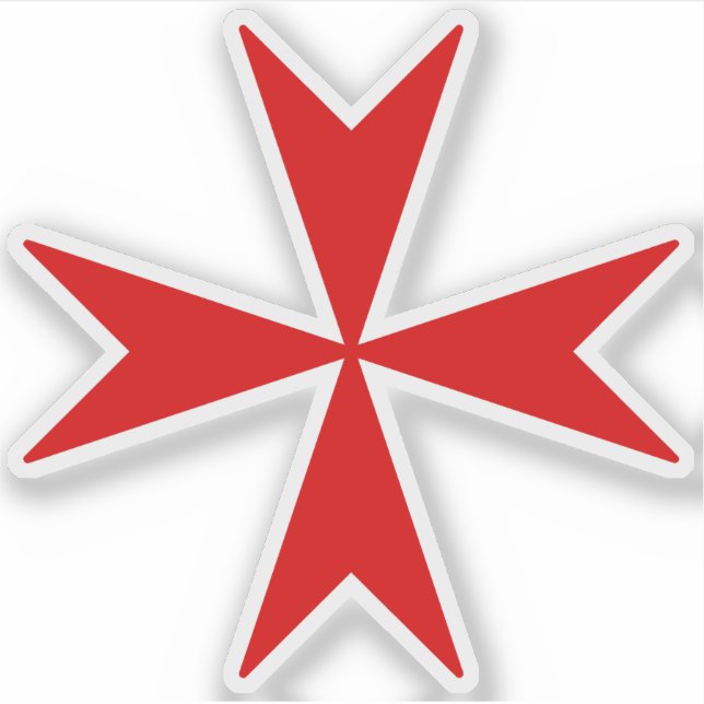 Malteserkors (rött) klistermärken (Framsida)