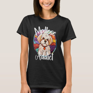 Maltesisk Addict Hund Mamma Puppy Colorful Pet Päl T Shirt