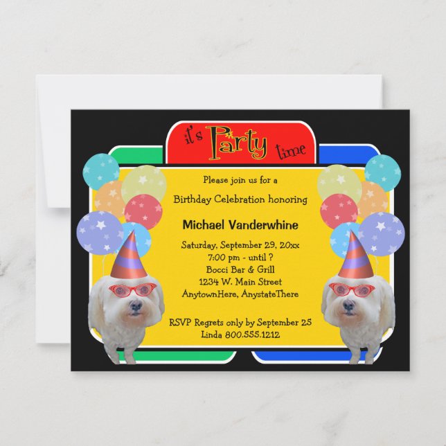 Maltesisk födelsedagsbarker inbjudningar (Framsida)