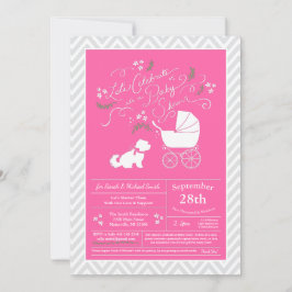 Maltesisk Hund Baby Shower Rosa Girl Inbjudningar