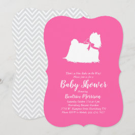 Maltesisk Hund Baby Shower Rosa Girl Inbjudningar