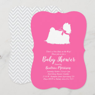 Maltesisk Hund Baby Shower Rosa Girl Inbjudningar
