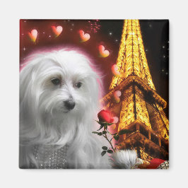Maltesisk Hund Eiffel Torn, KÄRLEK SPARK! Magnet