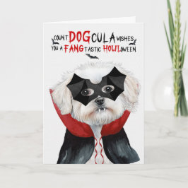 Maltesisk Hund Funny Count DOGcula Halloween Helgkort