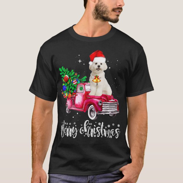 Maltesisk Hund jul Ride Red Lastbil T Shirt (Framsida)