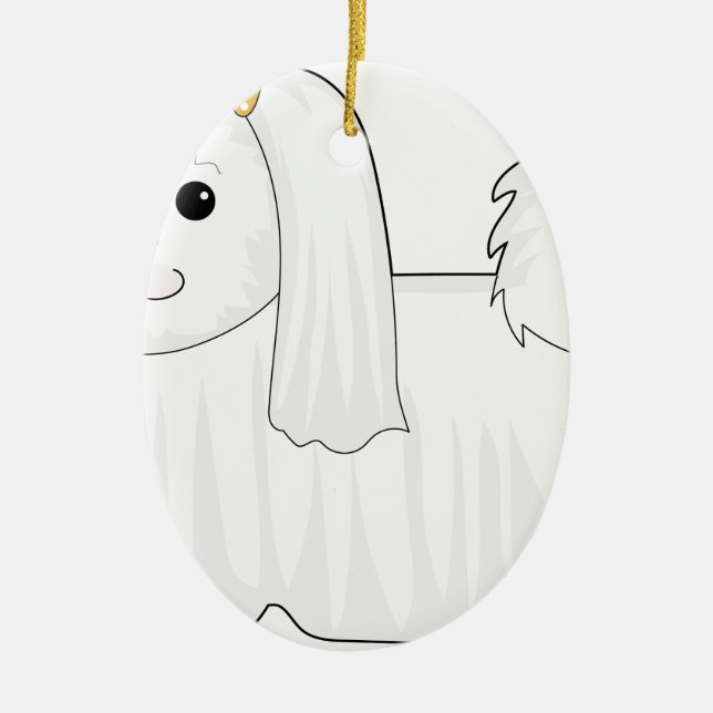 Maltesisk hund julgransprydnad keramik (Framsidan)