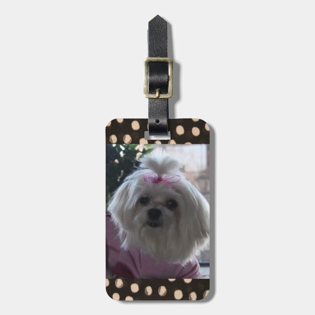 Maltesisk Hund Luggage Tag Bagagebricka (Vertikal Framsida)