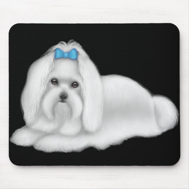Maltesisk hund Mousepad Musmatta (Framsidan)