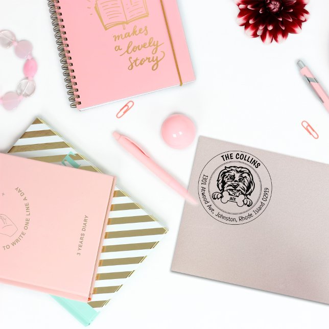 Maltesisk Hund Returadress Family Stämpel (Skapare uppladdad)