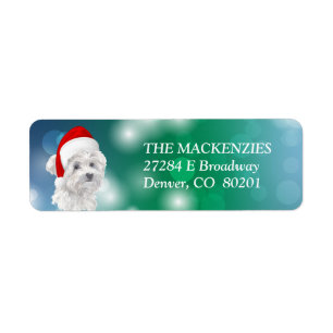 Maltesisk Hund Santa Hat-Returadress Returadress Etikett