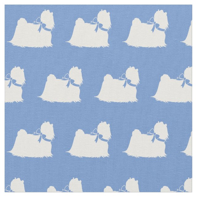 Maltesisk Hund Silhouette Pet Light Blue Tyg (Närbild)
