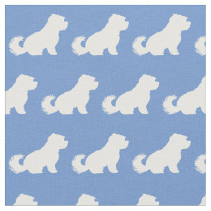 Maltesisk Hund Silhouette Pet Light Blue Tyg