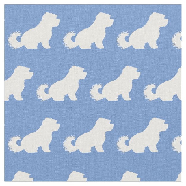 Maltesisk Hund Silhouette Pet Light Blue Tyg (Närbild)