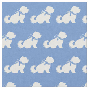 Maltesisk Hund Silhouette Pet Light Blue Tyg