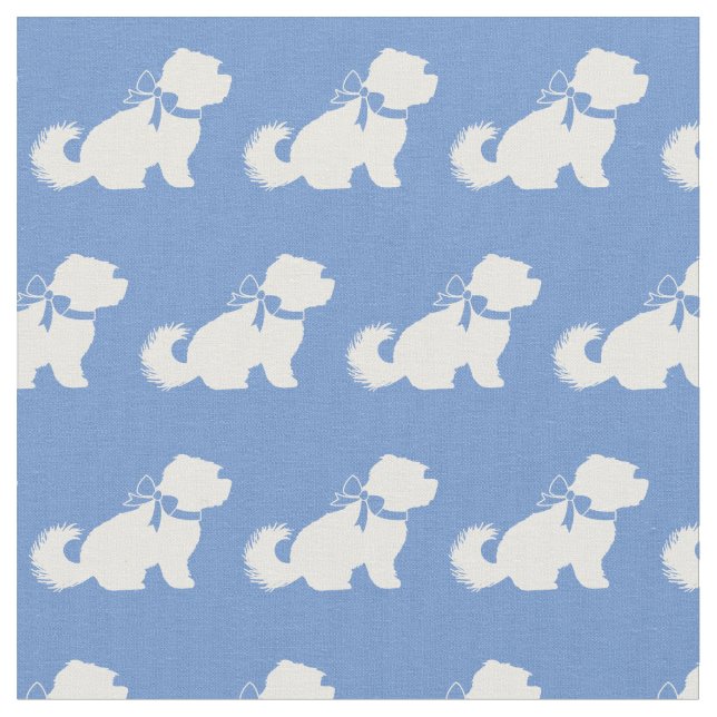 Maltesisk Hund Silhouette Pet Light Blue Tyg (Närbild)