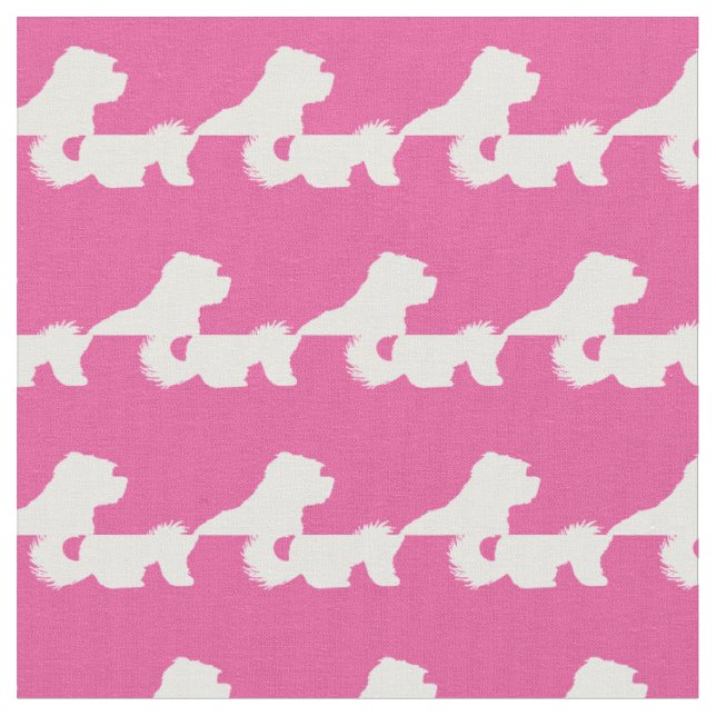 Maltesisk Hund Silhouette Pet Rosa Tyg (Närbild)