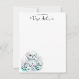 Maltesisk Hund Watercolor Cute Puppy-Personlig Anteckningskort