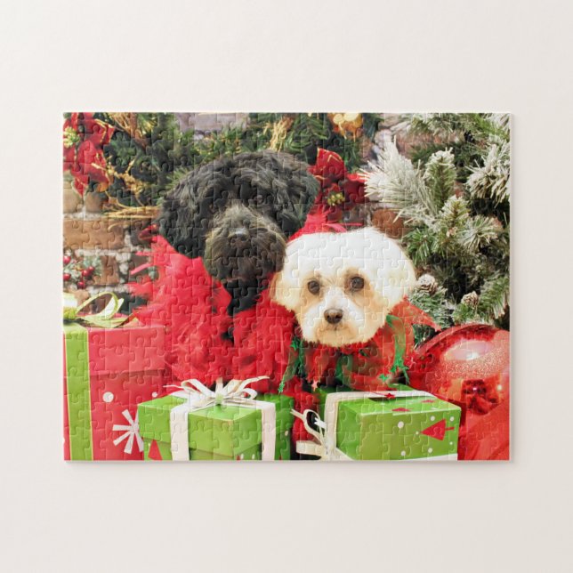 Maltesisk jul - - Annie och YorkiePoo - Hannah Pussel (Horisontell)