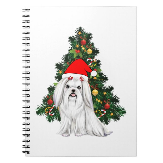 Maltesisk jul, Julafton Maltesisk Hund med julhat Anteckningsbok (Framsidan)