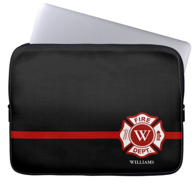 Maltesisk kor för tunn Monogram för röd linje Laptop Sleeve (Framsidan)