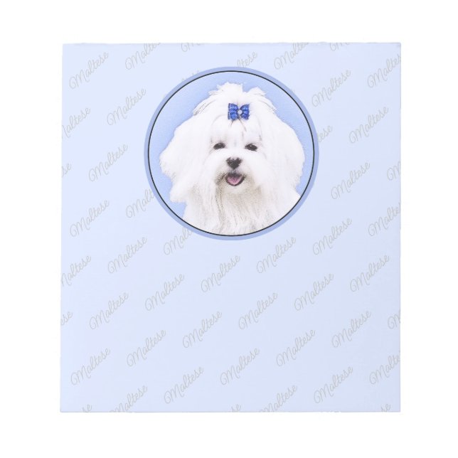 Maltesisk målning - Cute Original Hund Art Anteckningsblock (Framsida)