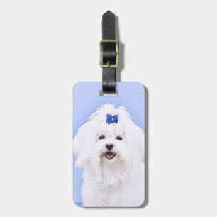 Maltesisk målning - Cute Original Hund Art Bagagebricka