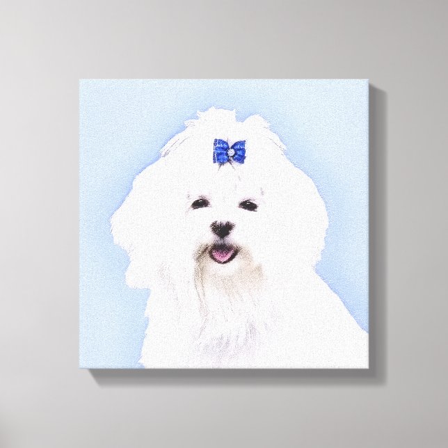 Maltesisk målning - Cute Original Hund Art Canvastryck (Framsida)