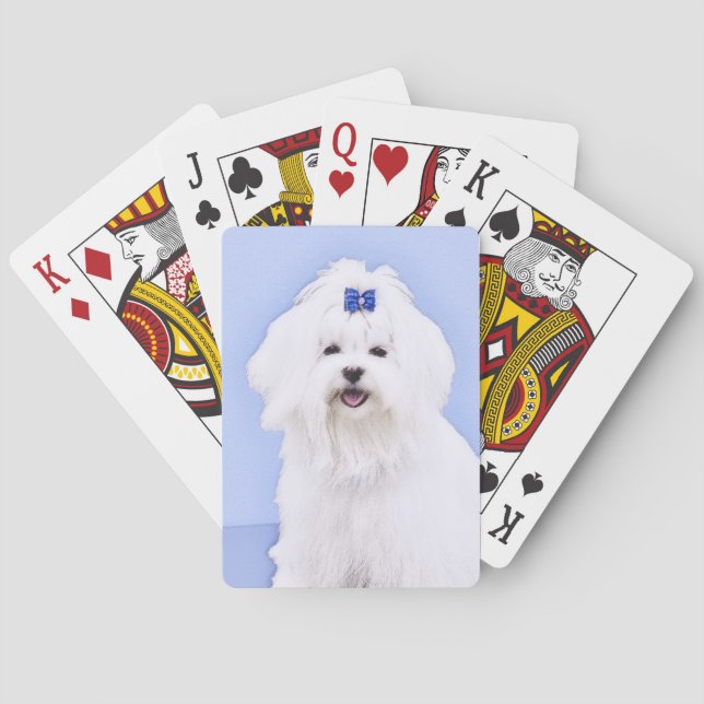 Maltesisk målning - Cute Original Hund Art Casinokort (Baksidan)