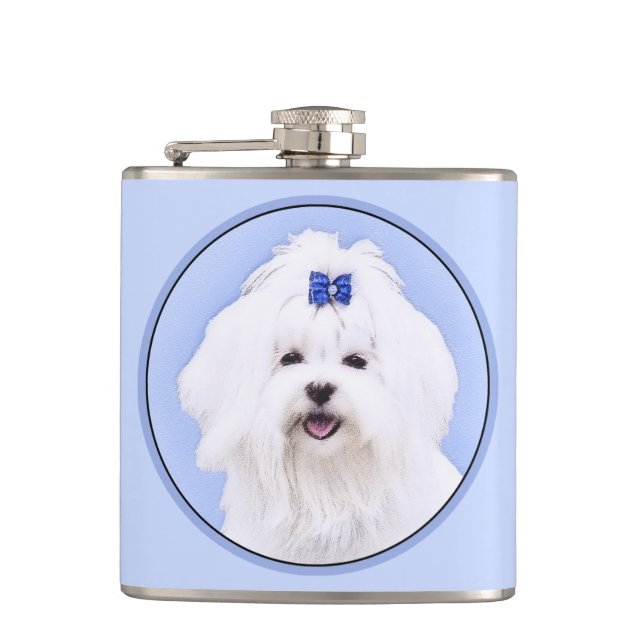 Maltesisk målning - Cute Original Hund Art Fickplunta (Framsidan)