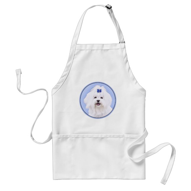 Maltesisk målning - Cute Original Hund Art Förkläde (Framsidan)