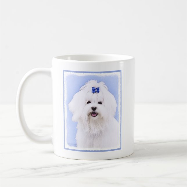 Maltesisk målning - Cute Original Hund Art Kaffemugg (Vänster)
