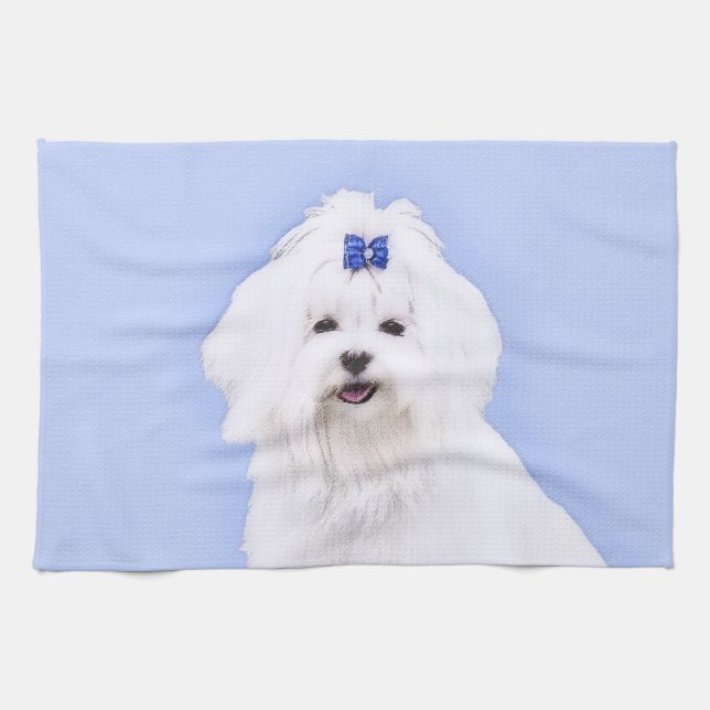 Maltesisk målning - Cute Original Hund Art Kökshandduk (Horisontell)
