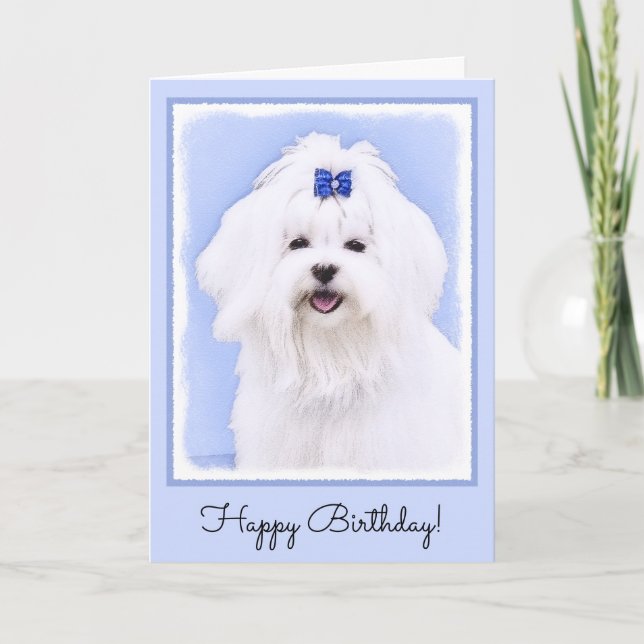 Maltesisk målning - Cute Original Hund Art Kort (Framsida)