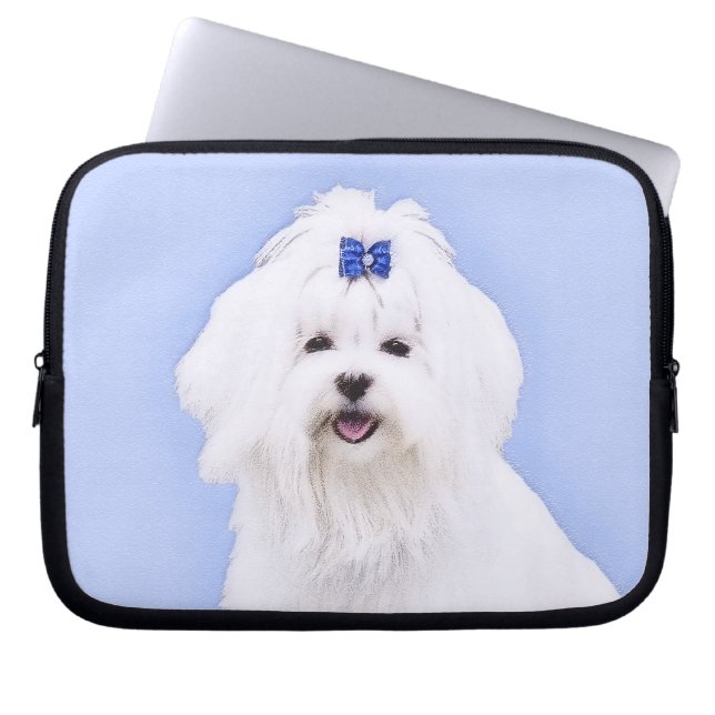 Maltesisk målning - Cute Original Hund Art Laptop Fodral (Framsidan)
