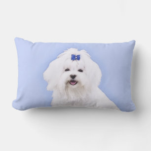 Maltesisk målning - Cute Original Hund Art Lumbarkudde