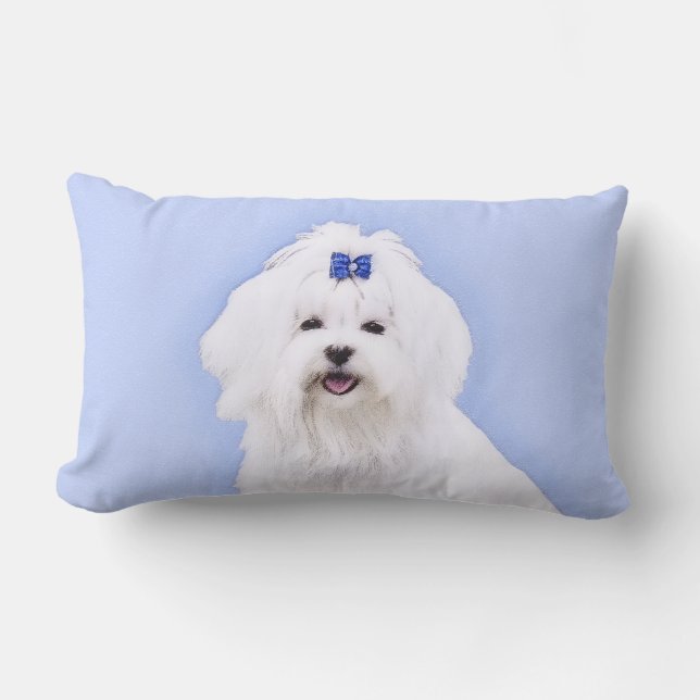 Maltesisk målning - Cute Original Hund Art Lumbarkudde (Framsida)