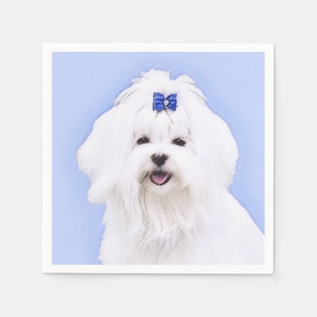 Maltesisk målning - Cute Original Hund Art Pappersservett (Framsidan)