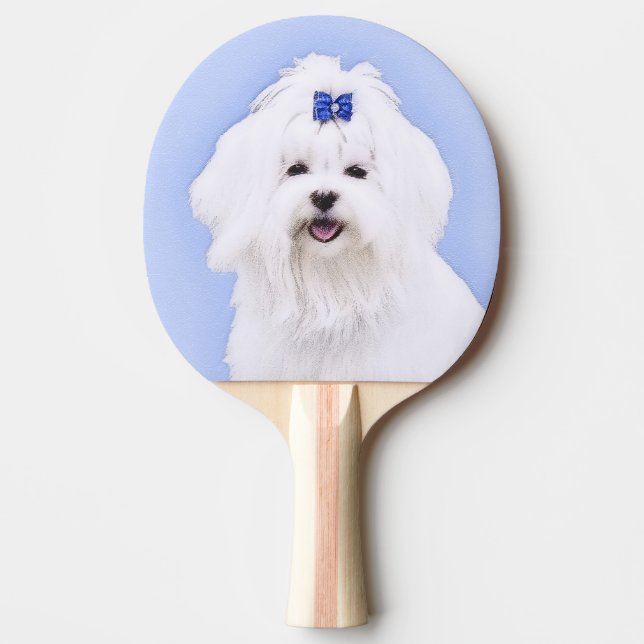 Maltesisk målning - Cute Original Hund Art Pingisracket (Framsidan)